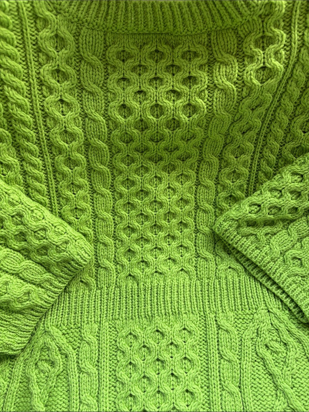 Merino Wool Cardigan Sweater XXL Plus Green Made Ireland Cable Knit Cottagecore - Picture 8 of 9
